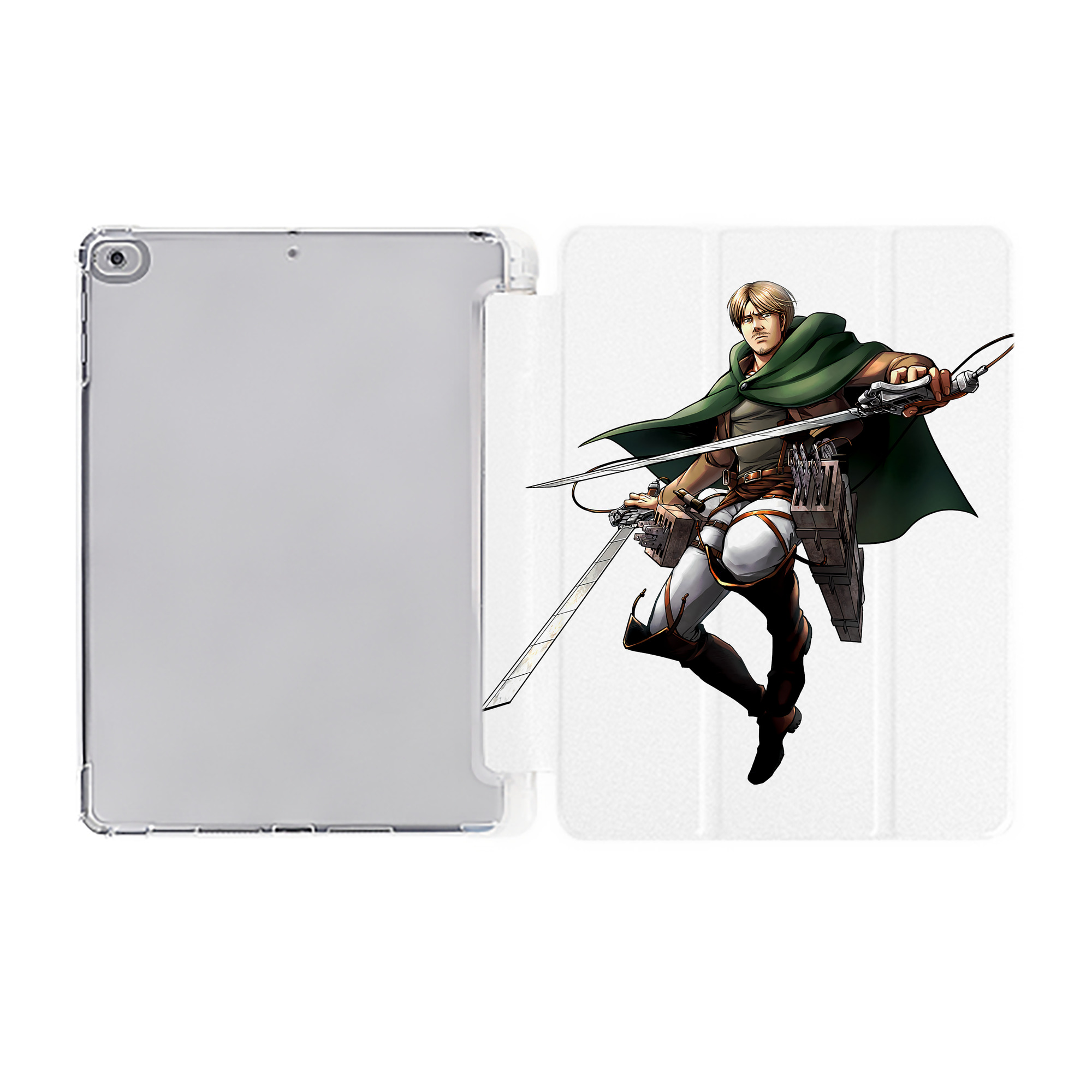 （画像用） 進撃の巨人 Attack on Titan IPad ケース ペン収納付き 三つ折りスタンド PUレザー×シリコン 対応機種9.5/10.5/10.9インチ